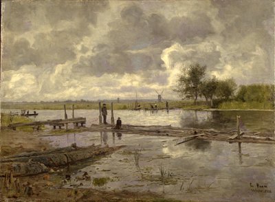 Landscape with the Ilm near Weimar, with a Fisherman by Paul Baum